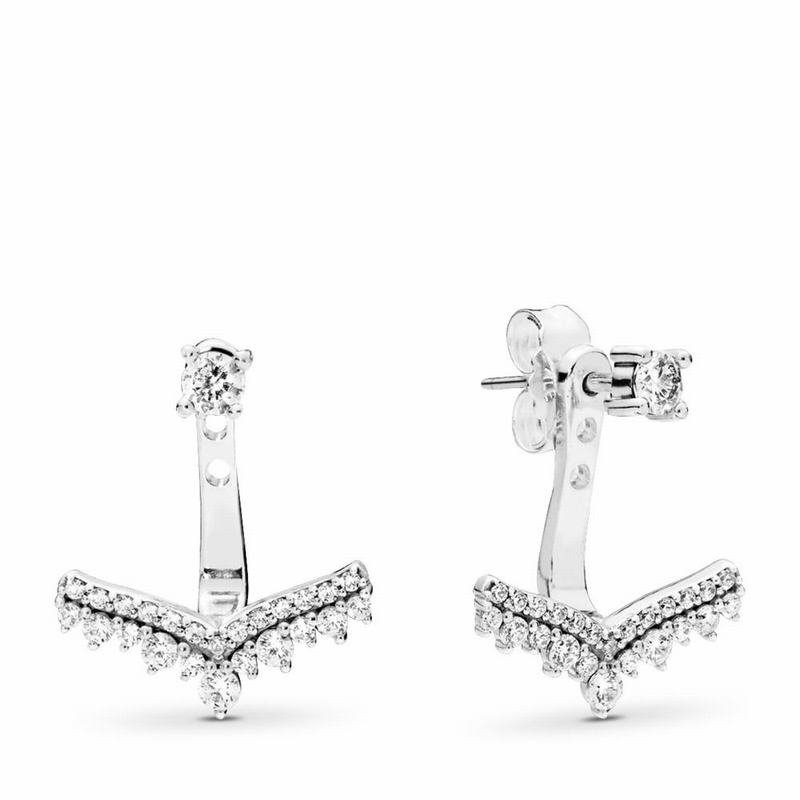 Pandora Princess Wish Stud Earrings Ireland - Sterling Silver/Cubic Zirconia - 265017WRJ